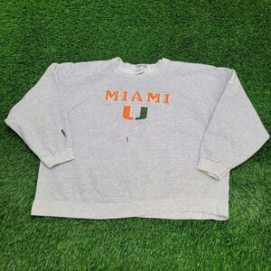 Vintage NIKE Miami Canes Sweatshirt Womens 3XL 28x24 Gray